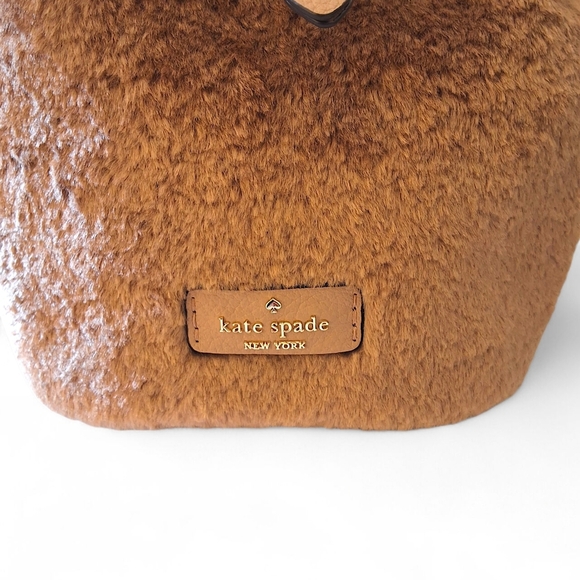 Kate Spade Rosie Mini Bucket Bag Faux Fur Light Fawn Tan Crossbody NWT - Picture 10 of 14